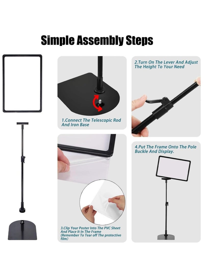 أورتوك حامل حامل لافتات قابل للتعديل، حامل لوحة لافتات لعرض قائمة الإعلانات، حامل لافتات لافتات الأسعار، حامل لافتات الأسعار، إطار مفتوح بإطار عمودي أفقي قابل للفتح، قاعدة عرض عمودية أفقية للخدمة الشاقة مراكز التسوق والمدارس والمحلات التجارية من 80 إلى 123 سم - Image 3